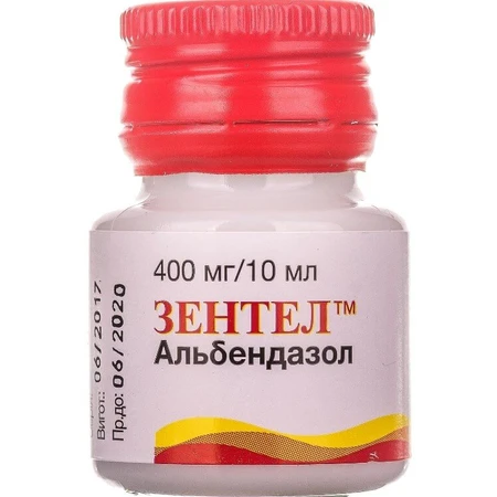Зентел сусп. орал. 400 мг/10 мл фл. 10 мл: ціни та характеристики