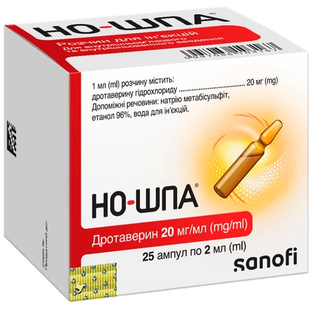 Но-шпа р-р д/ин. 40 мг амп. 2 мл №25: цены и характеристики