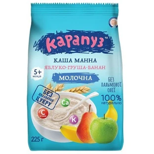 Каша манна молочна Карапуз з фруктами, з 5 місяців, 225 г