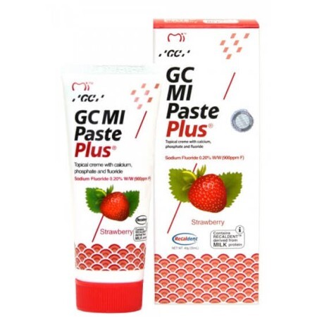 Гель-крем GC Mi Paste Plus для реминерализации зубов, 35 мл, клубника 