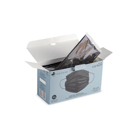 Защитные маски Abifarm Black Carbon с угольным фильтром стерильные 3х слойные 25 шт: цены и характеристики