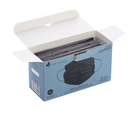 Защитные маски Abifarm Black Carbon с угольным фильтром стерильные 3х слойные 25 шт: цены и характеристики