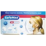 Маска медична SafeMed захисна нетканна одноразова нестерильна з гумовими завушниками, 50 шт.: ціни та характеристики