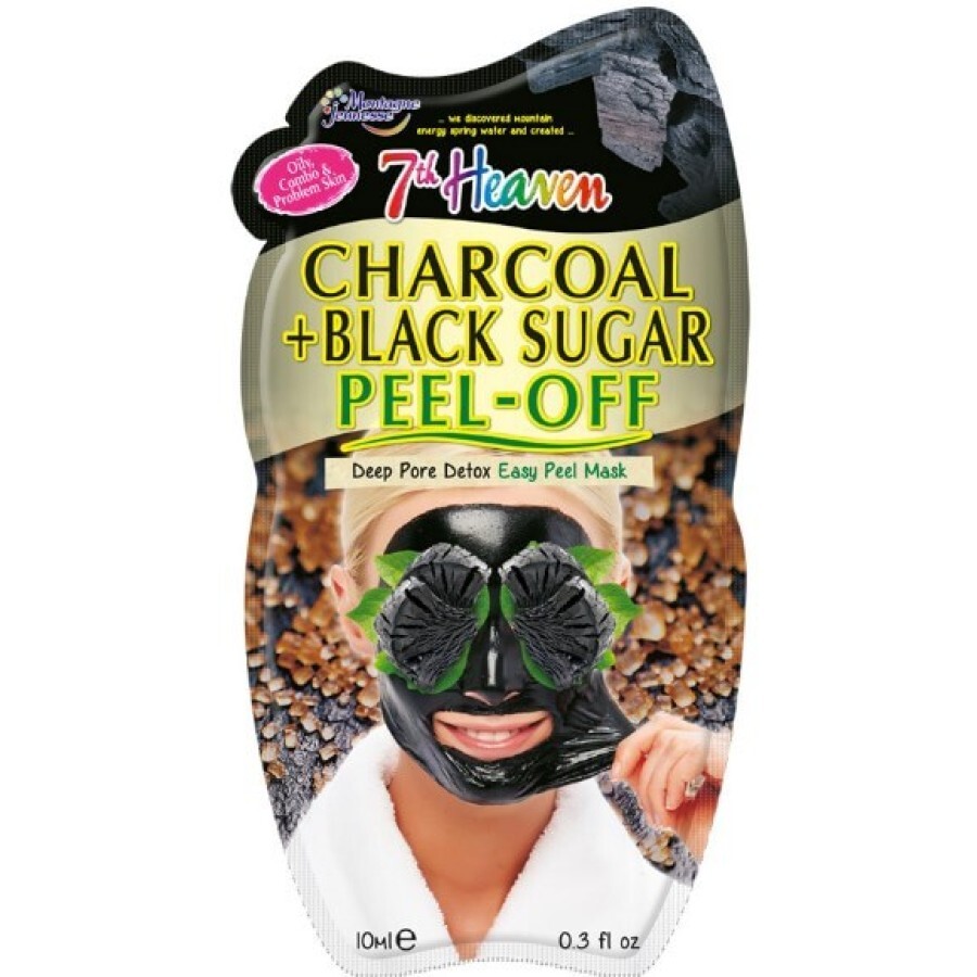 Маска-плівка для обличчя 7th Heaven Charcoal & Black Sugar Peel Off Mask Деревне вугілля та чорний цукор, 10 г: ціни та характеристики