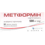 Метформін 500 мг таблетки, вкриті плівковою оболонкою, блістер №60: ціни та характеристики