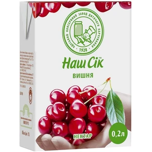 Нектар Наш Сік вишневий, 0,2 л
