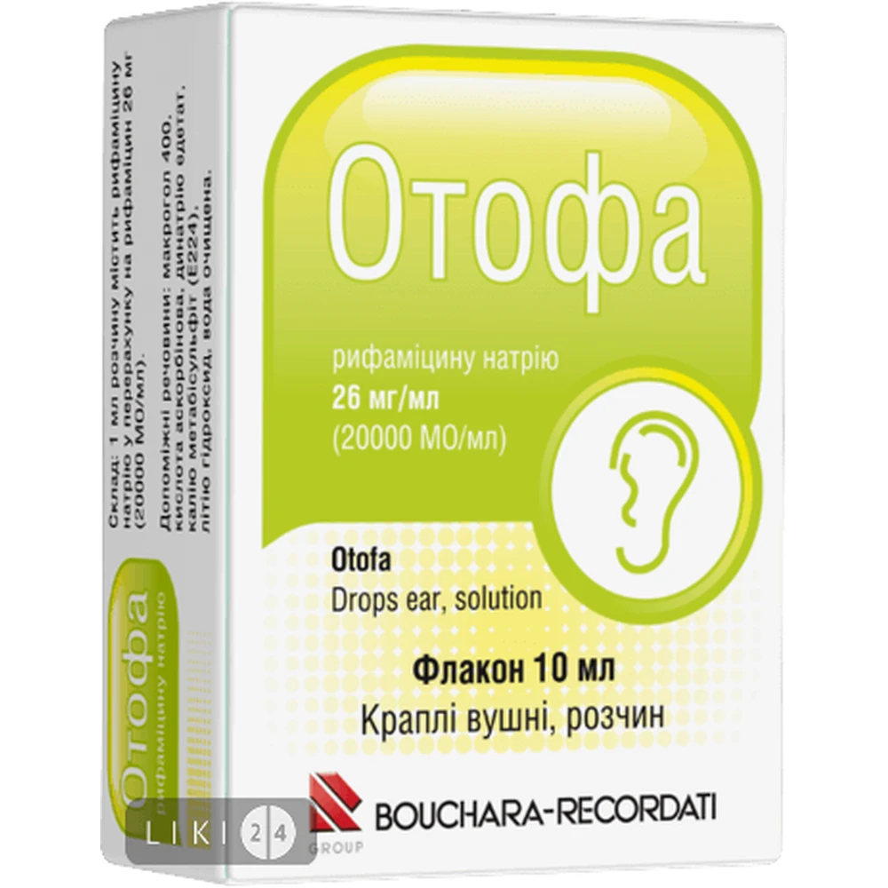 Отофа кап. ушн., р-р 20000 МЕ/мл фл. 10 мл: цены и характеристики