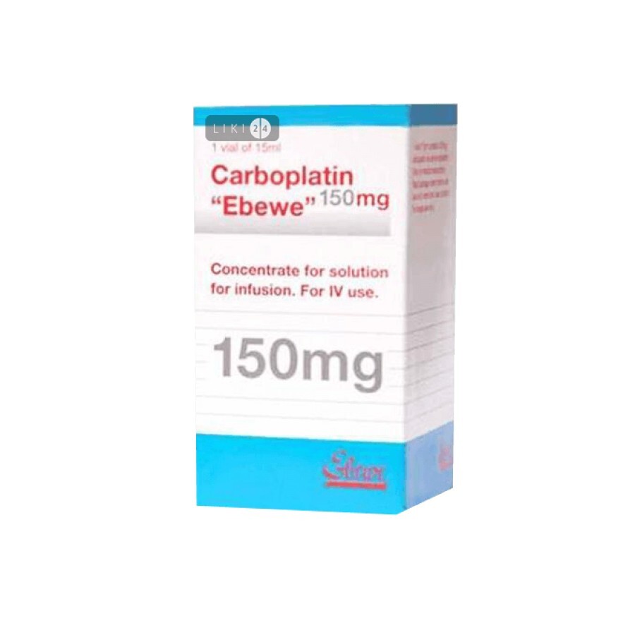 Карбоплатин "ебеве" конц. д/п інф. р-ну 150 мг фл. 15 мл: ціни та характеристики