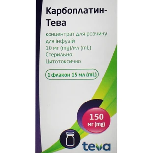 Карбоплатин-Тева 10 мг/мл концентрат для раствора для инфузий, 15 мл