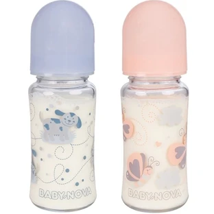 Бутылочка для кормления Baby-Nova 44240 стекло, декор, 230 мл