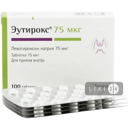 Еутирокс табл. 75 мкг блістер №100: ціни та характеристики