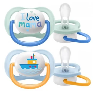 Пустышка Philips AVENT Ultra Air I… SCF080/01 ортодонтична для мальчиков 0-6 мес., 2 шт.