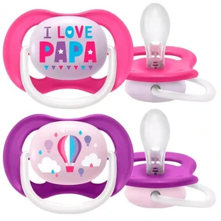 Пустышка ортодонтична Philips Avent Ultra Air SCF080/04 I love… для девочек 6-18 месяцев, №2