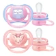 Пустышка силиконовая Philips Avent Ultra Air SCF085/02, ортодонтическая, с декором для девочек, 0-6 мес, 2 шт.