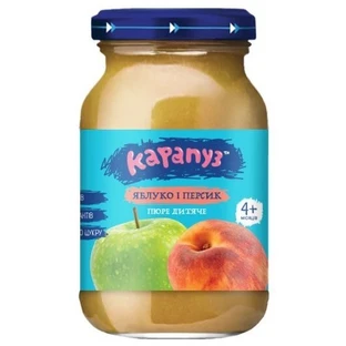 Пюре Карапуз Яблуко та персик без цукру, 4+ міс., 170 г