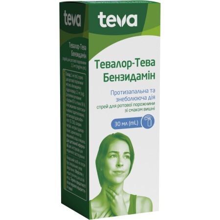 Тевалор-Тева Бензидамін спрей д/ротов. порожн. 1,5 мг/мл фл. 30 мл