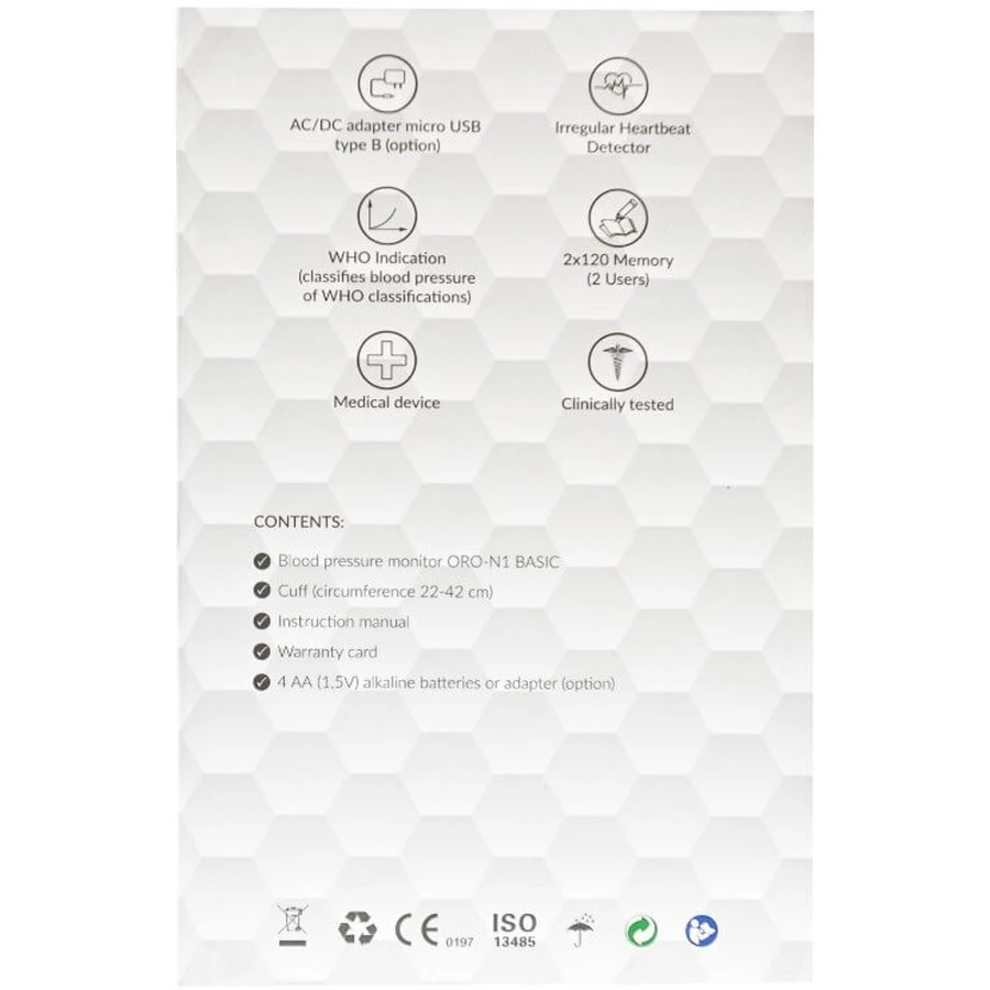 Тонометр электронный ORO-N1 BASIC-Z: цены и характеристики