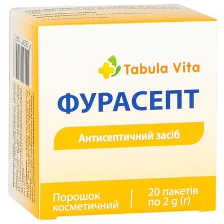 Фурасепт 40 мг Tabula Vita для полоскання ротової порожнини порошок 2 г, 20 пакетиків: ціни та характеристики