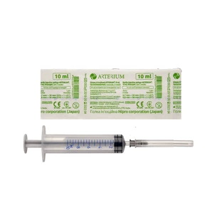 Шприц Arterium трикомпонентний стерильний з голкою 0,8 mm x 38 mm (21G x 1 1/2"), 10 мл