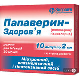 Папаверин-здоровье р-р д/ин. 2 % амп. 2 мл, в блистере в коробке №10