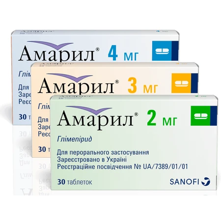 Амарил табл. 2 мг №30: ціни та характеристики