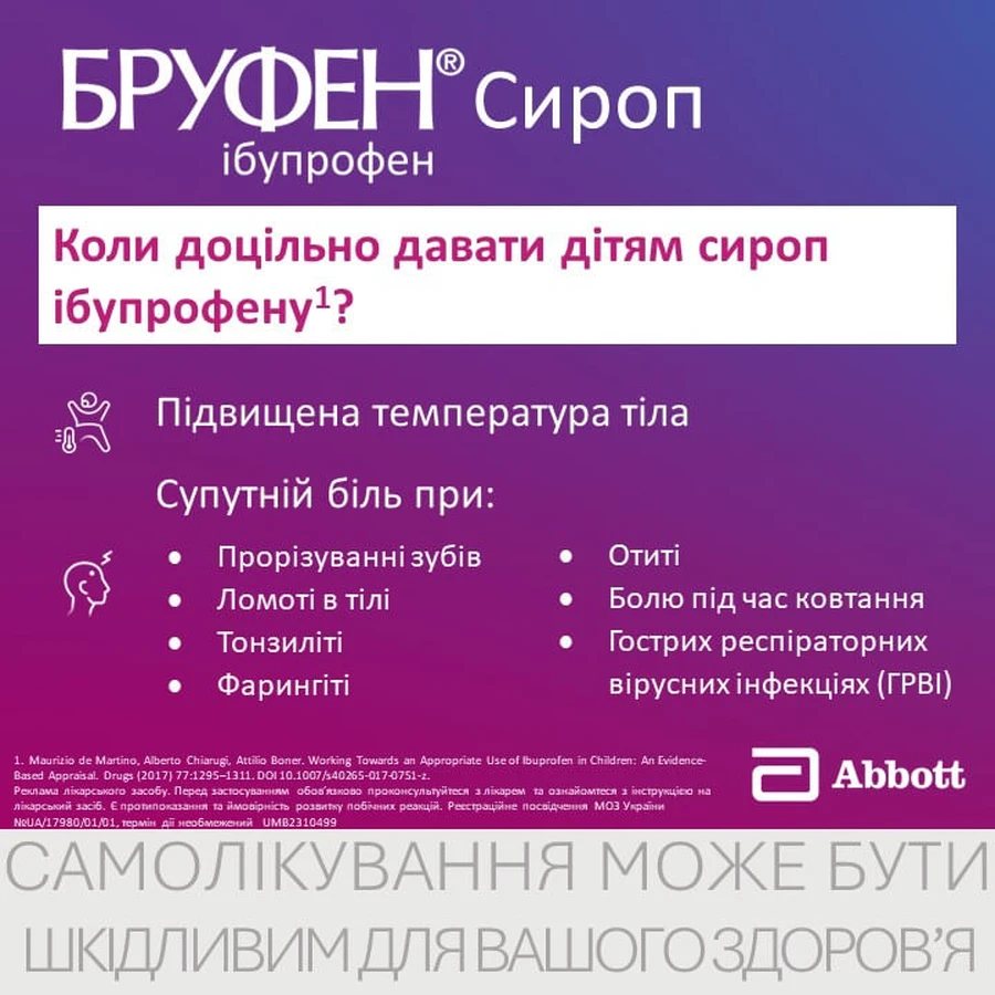 Бруфен сироп 100 мг/5 мл фл. 100 мл, с мерн. устр. в виде шприца: цены и характеристики