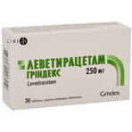 Леветирацетам Гріндекс табл. в/плівк. обол. 250 мг блістер №30: ціни та характеристики