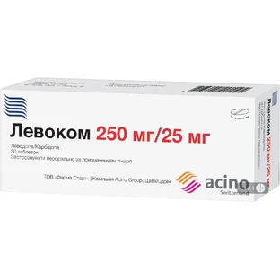 Левоком табл. 250 мг + 25 мг блистер, в пачке №30
