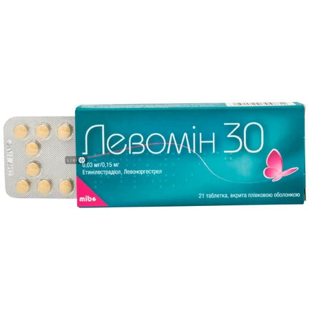 Левомін 30 табл. в/плівк. обол. 0,03 мг + 0,15 мг блістер №21: ціни та характеристики