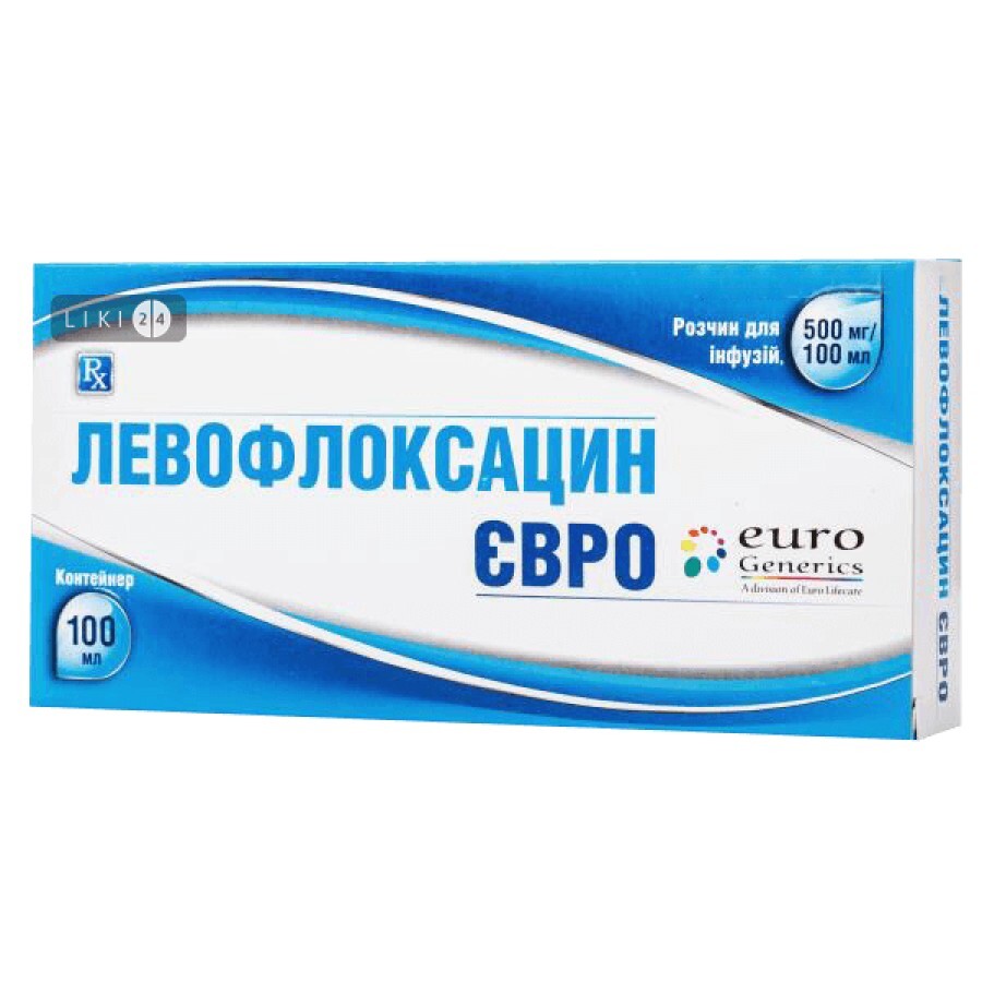 Левофлоксацин євро р-н д/інф. 500 мг/100 мл контейнер пвх 100 мл: ціни та характеристики