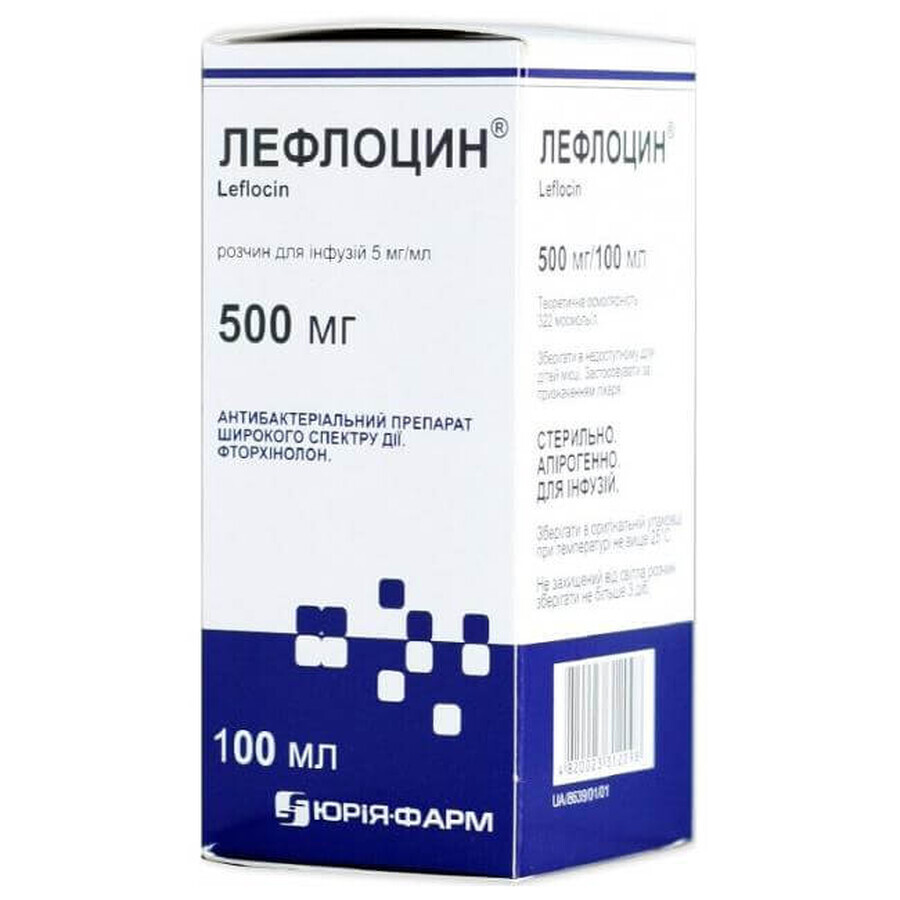 Лефлоцин р-н д/інф. 5 мг/мл контейнер 100 мл: ціни та характеристики