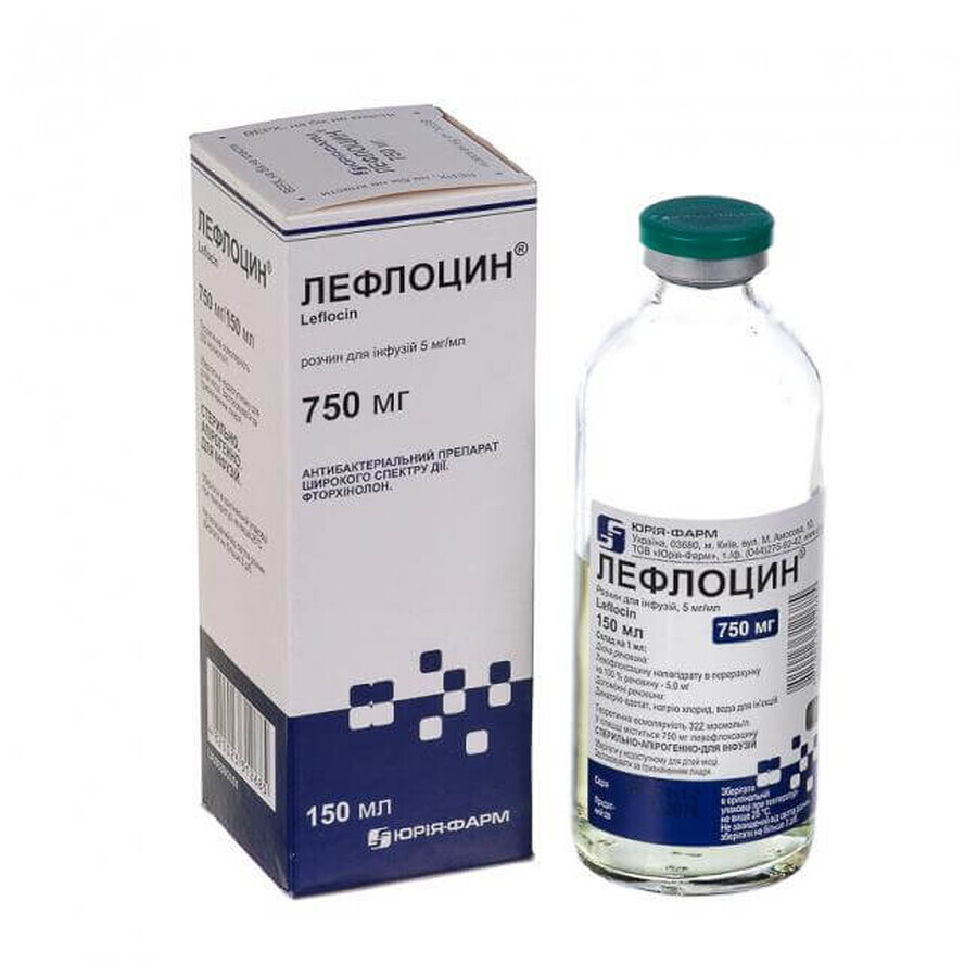 Лефлоцин р-н д/інф. 5 мг/мл контейнер 150 мл: ціни та характеристики