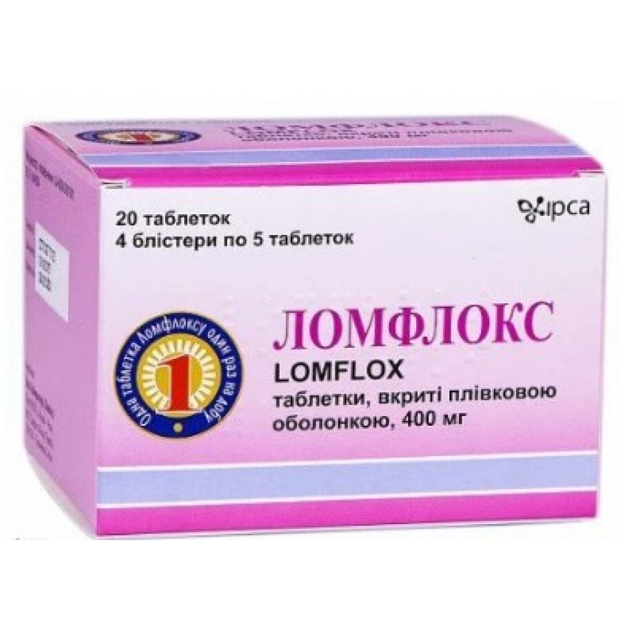 Ломфлокс табл. п/плен. оболочкой 400 мг блистер №20: цены и характеристики