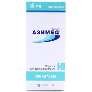 Азимед пор. д/орал. сусп. 200 мг/5 мл фл. 30 мл, з калібр. шпр. і мірн. ложк.