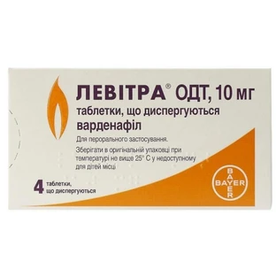 Левитра одт табл. дисперг. 10 мг блистер №4