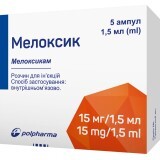 Мелоксик р-н д/ін. 15 мг/1,5 мл амп. 1,5 мл №5
