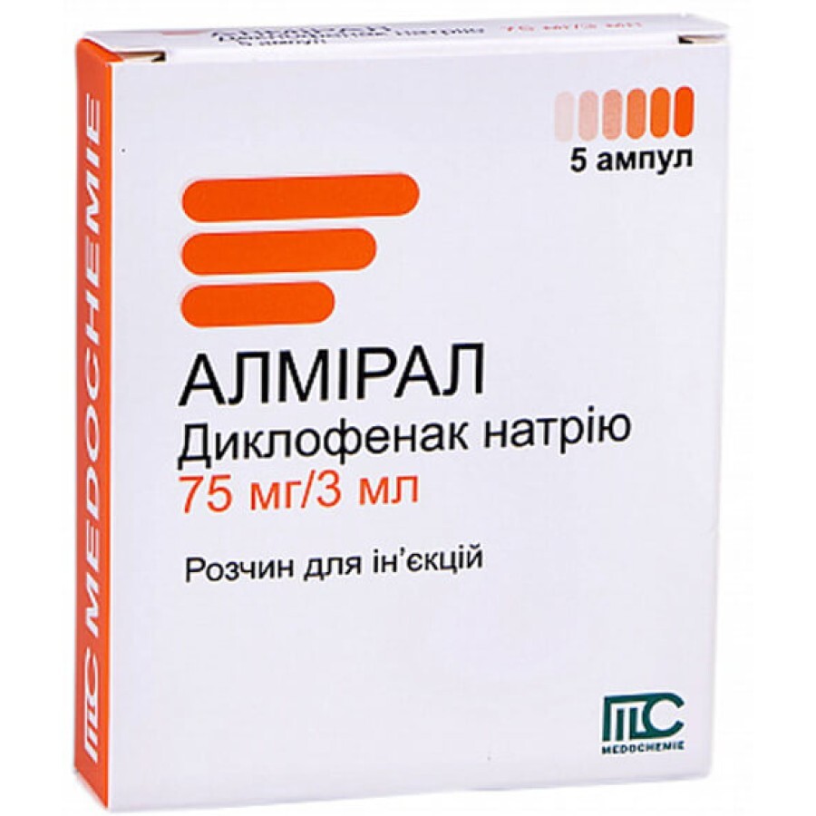 Алмірал р-н д/ін. 75 мг амп. 3 мл №5: ціни та характеристики