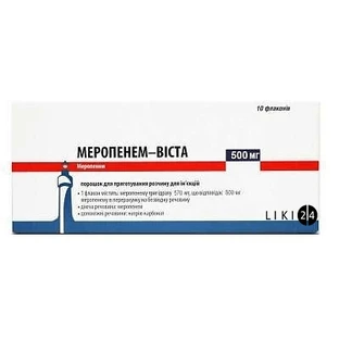 Меропенем-Віста пор. д/р-ну д/ін. 500 мг фл. №10