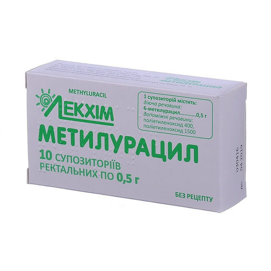 Метилурацил суп. ректал. 0,5 г блістер, в пачці №10: ціни та характеристики