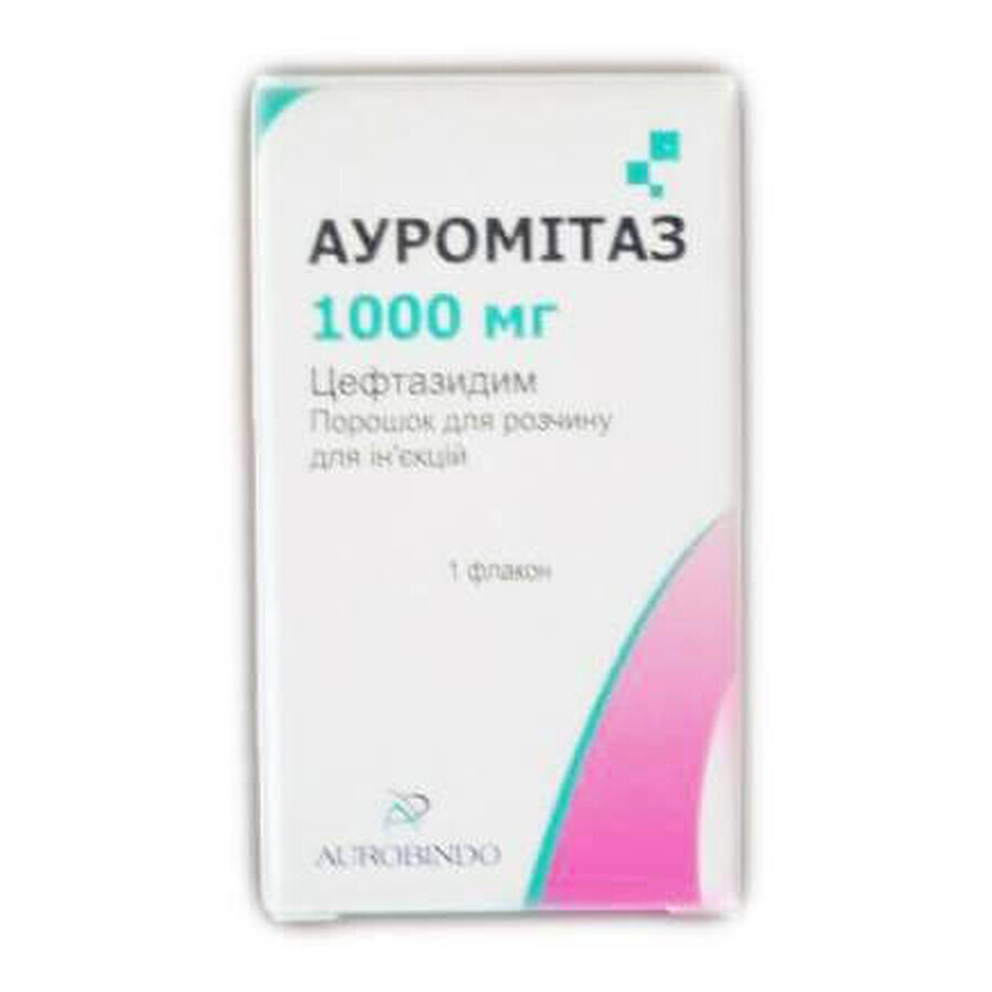 Ауромітаз пор. д/р-ну д/ін. 1000 мг фл.: ціни та характеристики