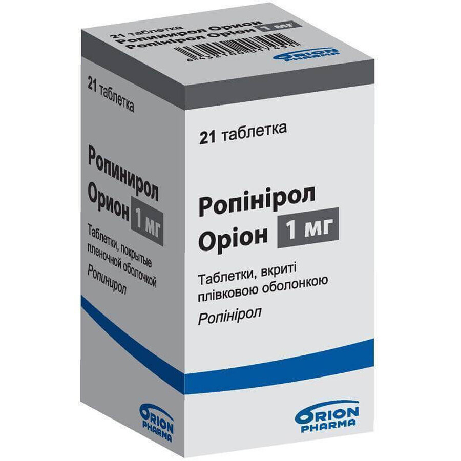 Ропинирол орион табл. п/плен. оболочкой 1 мг фл. №21: цены и характеристики