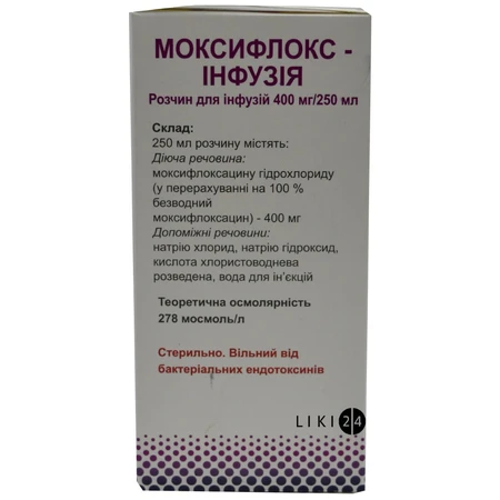 Моксифлокс-інфузія р-н д/інф. 400 мг/250 мл пляшка 250 мл: ціни та характеристики
