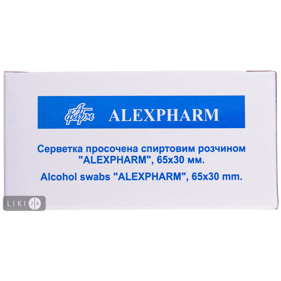 Салфетка со спирт.пропиткой 65ммх30мм №1(100) Alexpharm : цены и характеристики