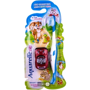 Зубная щетка Aquarelle Kids детская цветная с машинкой