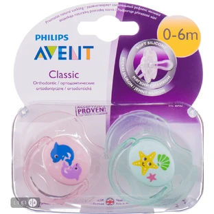 Пустышка Philips Avent Classic для девочек 0-6 мес 2 шт SCF169/36