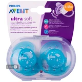 Пустышка силиконовая Philips Avent Ultra Soft для мальчиков 6-18 мес 2 шт SCF226/22