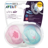 Пустушка Philips Avent Ultra Air силіконова ортодонтична з декором для дівчаток 0-6 міс 2 шт SCF343/20