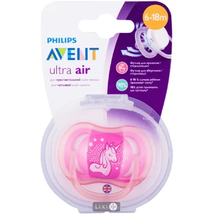 AVENT SCF546/12 Пустышка силик. ортод. с декором Ultra Air 6-18мес. д/дев. 1шт 