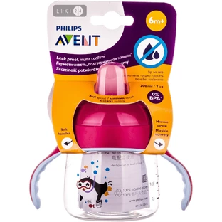 Чашка-непроливайка Philips AVENT с мягким носиком и ручками 200 мл 6 мес+ SCF751/00