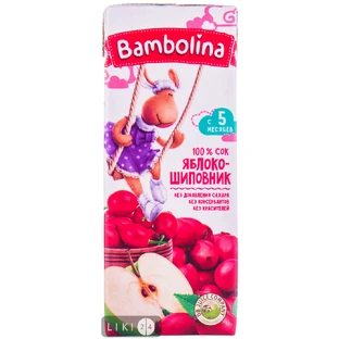 Сок Bambolina яблоко/шиповник 200 мл 